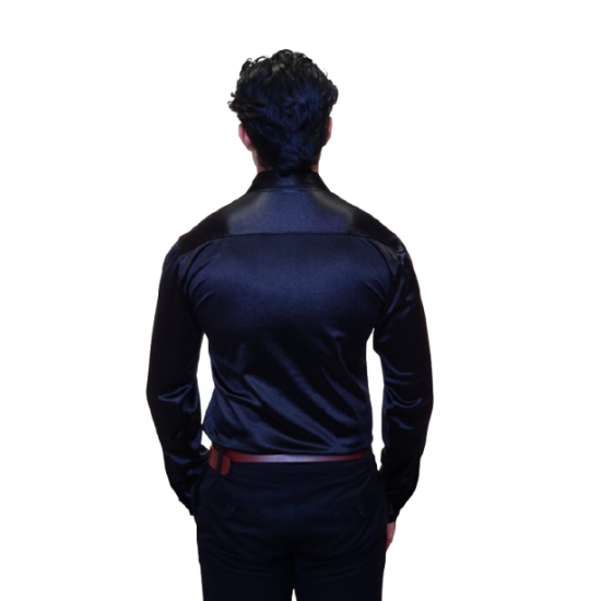 Black Satin-Finish Casual Shirt