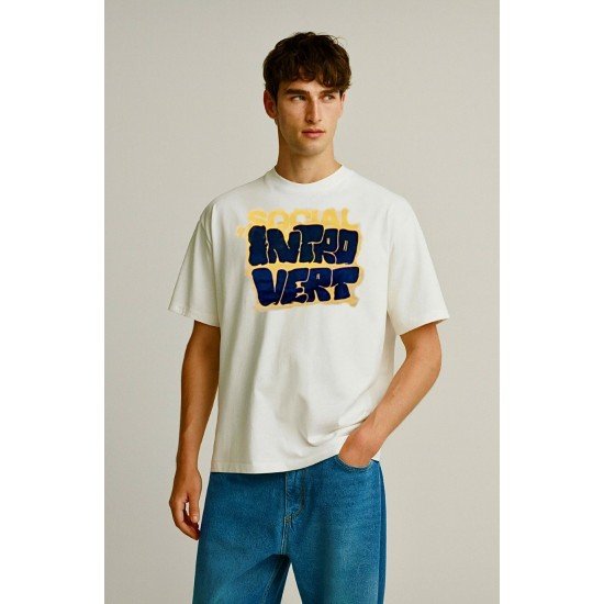 White Oversized T-Shirt – “Social Introvert” Edition