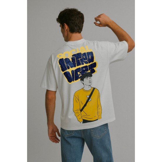 White Oversized T-Shirt – “Social Introvert” Edition